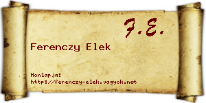 Ferenczy Elek névjegykártya